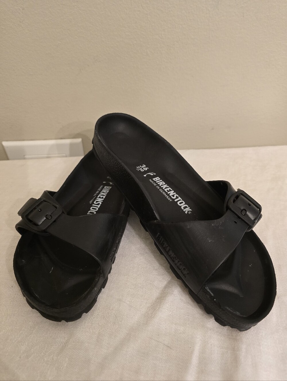 Birkenstock Black EVA Slide Sandals with Buckle Size 36